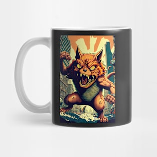 Giant Angry orange Cat attacking a city Mug